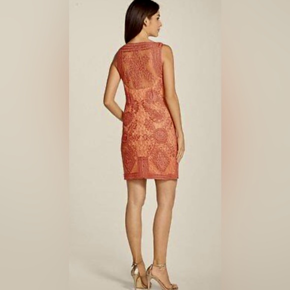 JS Collections Sleeveless Soutache & Lace Sheath Dress Melon  #N61 - Picture 5 of 10